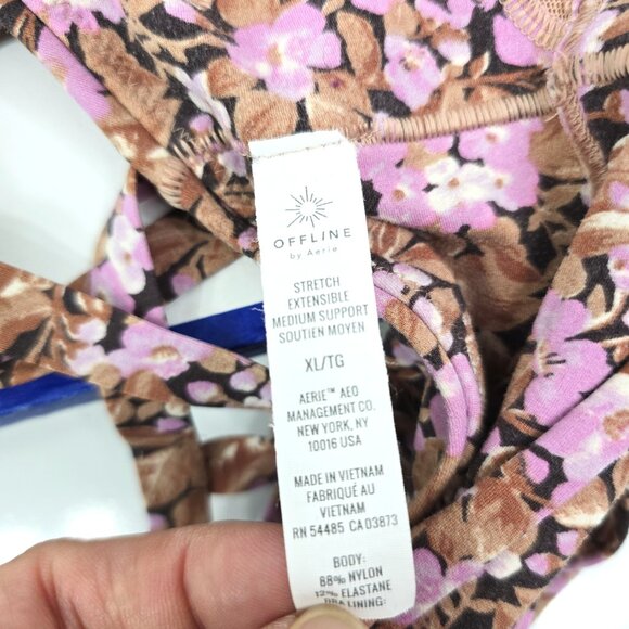 Offline by aerie Real Me Stretch Sports Bra Size XL Floral Cross Back - Picture 8 of 8